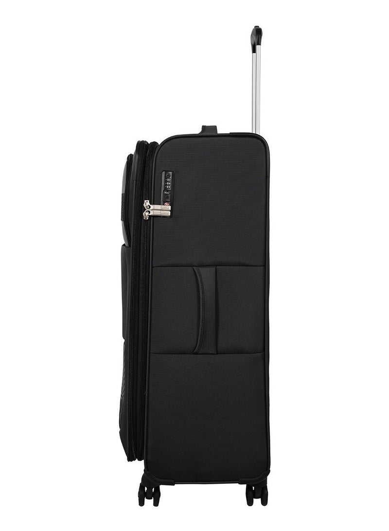 AMERICAN TOURISTER Majoris + Suitcase, Check-In Size 83 cm, 4 Spinner Wheels, Soft Top, 100% Polyester, Black|Corner Guards|Multi Front Pocket|TSA Combination Lock|Expandable|Retractable Aluminum Handle - 3 Years International Warranty - Image 2